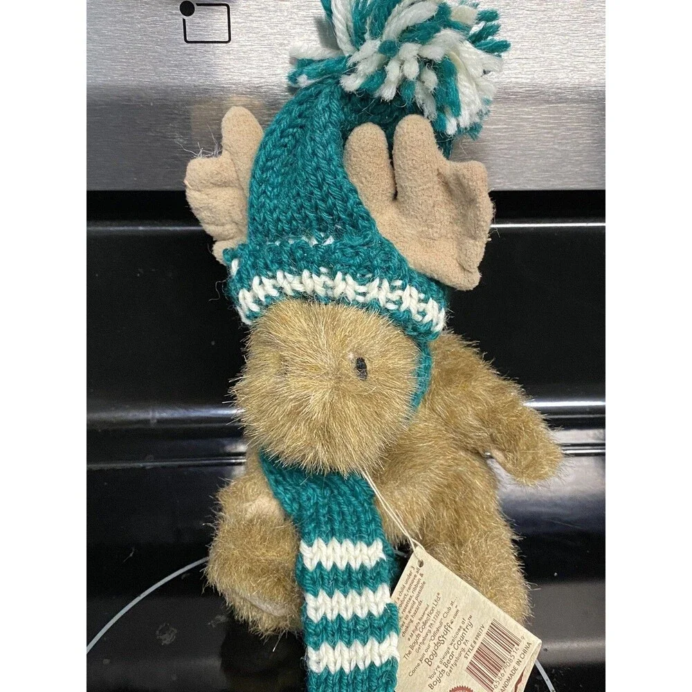 Vintage 80s Boyds Bear  Mini Moose Lil' Chrismoose Stuffed Toy 9